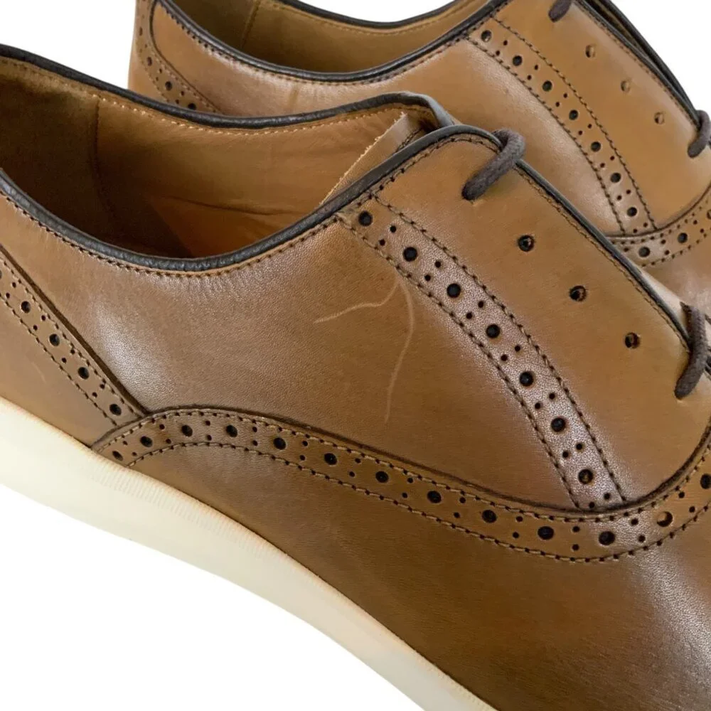 Johnston & Murphy Hennings Cap Toe Oxfords Mens 11M Brown Leather TruFoam Sole - Picture 8 of 11